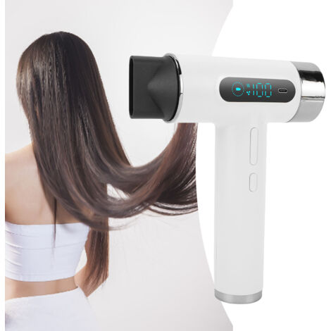 Sèche-cheveux Sans Fil 300W Rechargeable USB avec Vent Chaud/Cold et Écran LED pour Voyage Dormitory - Séchage Rapide 100 Régulations, ABS, 685g