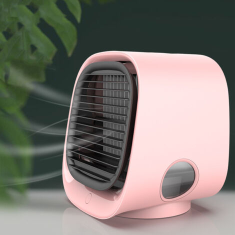 Ventilateur USB Rechargeable Misting Cooling Air Spray Mist avec Nanomètre Turbine 3 Vitesses Silencieux Portable pour Bureau Maison Rose ABS 520g (1/5)