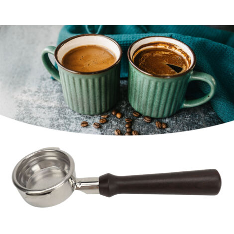 Portafilter 58mm Noir Ergonomique - Manche en Bois Noir Acid Branch et Maille Ultra Fine pour Expobar E61 - Portafilter Sans Fond Pour Observation (1/5)