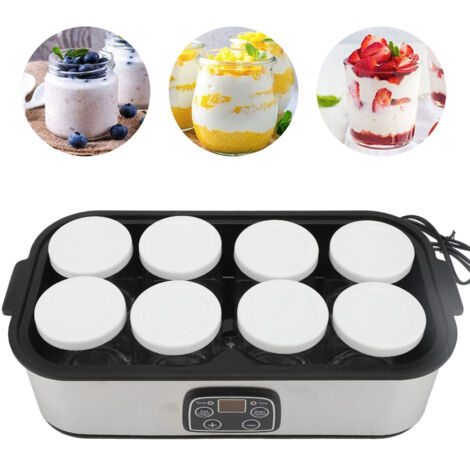 Machine Yogurt Maker Machine 1.4L Électrique avec 8 Pots en Verre, Contrôle de Température 68°F-131°F pour Yogourt, Jam, Ice Cream, Pudding (Plug US 110V)
