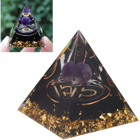 Pyramide Orgonite 5cm Purification Énergétique avec Cristal d'Améthyste - Méditation et Équilibre Chakras - Créateur d'Énergie Zodiac Libra (1/5)