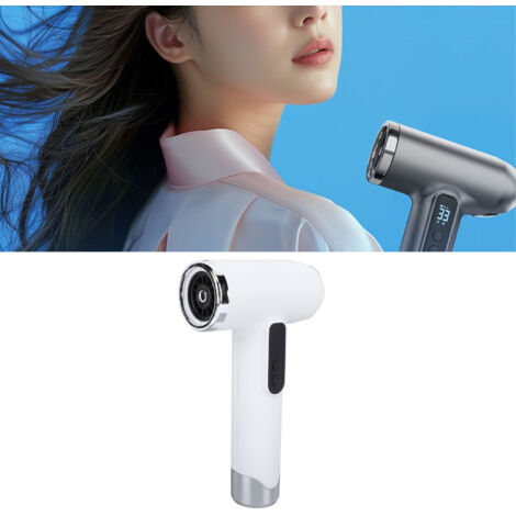 Sèche-cheveux rechargeable USB 15600mAh avec moteur haute vitesse, portable et silencieux pour camping et dortoir, couleur blanc (1/5)