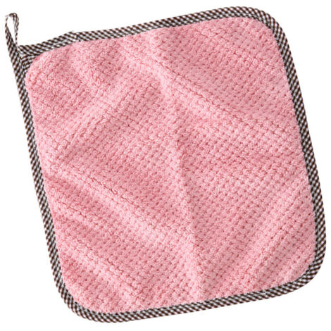 Serviette éponge Coral Fleece super absorbante multifonction avec anneau de suspension pour cuisine - Ensemble de 2 (1/5)