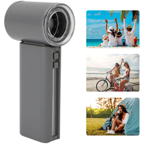 Ventilateur Portable rechargeable 5 vitesses silencieux turbo mini [ABS 3000mAh Type-C] pour voyage maison plage camping Gray (1/5)