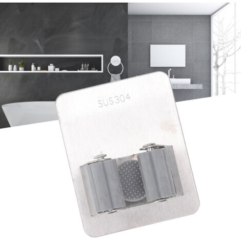 Porte-Mop Fixation Murale sans Trou Clip Automatique & Compact Argenté Stainless Steel 77g/2.7oz (1/5)