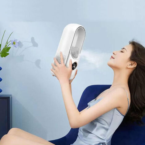 Ventilateur de Bureau Sans Lames avec Brumisation et LED - 6 Vitesses Silencieux avec Timer et Réservoir d'eau 100ml (1/5)