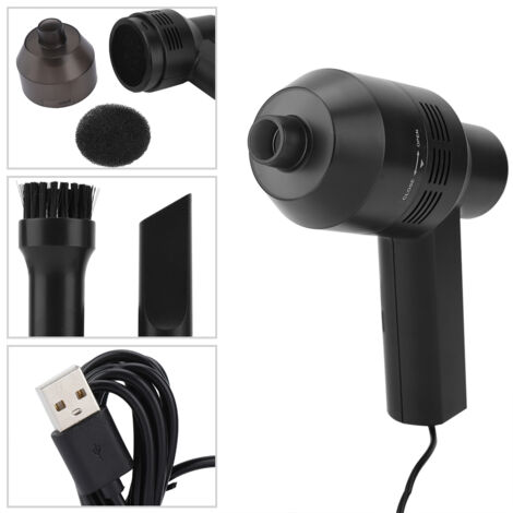 Aspirateur portable USB rechargeable pour PC Auto Maison - Handheld Mini avec embouts interchangeables - Modèle Noir ABS (1/5)