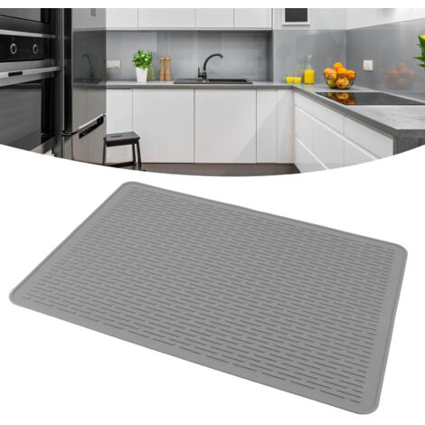Tapis de Séchage Silicone - Grande taille 71x50cm - Résistant à 450°F - Protection des Tables et Évier Gris (1/5)