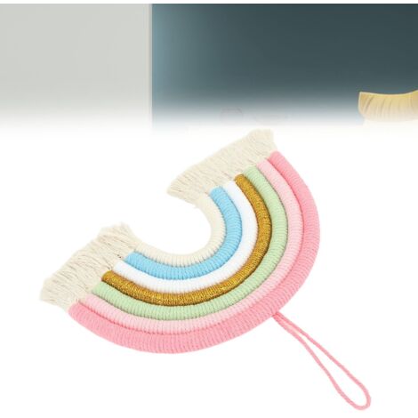 Macrame Rainbow mural BZ-703 Decor mural en coton rainbow 7 couleurs avec tassel pour maison chambre nursery photo prop 24x27cm (1/5)