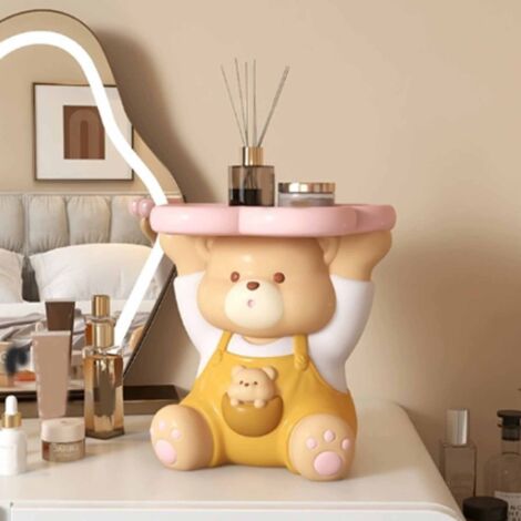 Coffret à bijoux ours en résine: Cute Sitting Bear Tray Statue pour rangement clés, cosmétiques, bijoux et accessoires décoratifs (1/5)