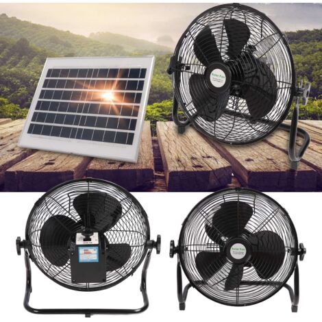 Ventilateur Portable avec Panneau Solaire et Batterie 10000mAh - 3 Vitesses, Silence et Double Usage pour Maison et Camping
