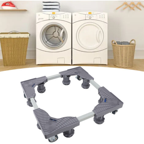 Support à roulettes pour réfrigérateur et machines - Base mobile ajustable en fer et alliage - Dimensions 41-62cm - 4 roues freins - Angle d'équilibrage et niveau - Pour lavage ménager - Dolly stabili (1/5)