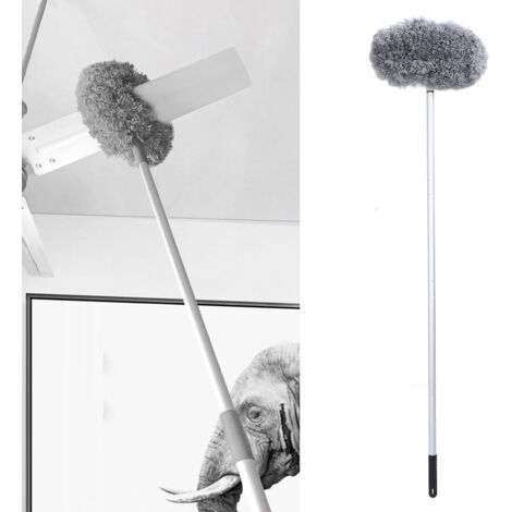Manche de Duster Extensible 140cm Pivotant 360° Lavable Multifonction pour Plafonds Hauts et Lustres Gris (1/5)