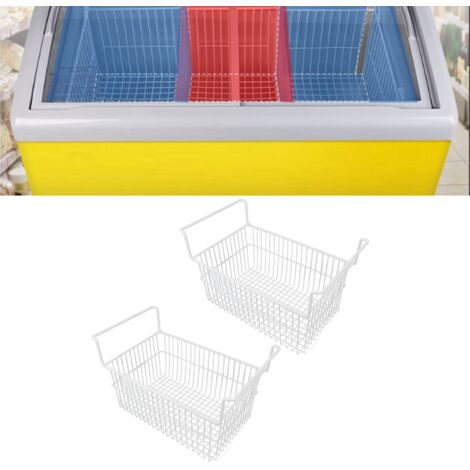 Panier de congélateur ORGANISATIONPRO - 2 pièces paniers fils métal capacité grande charge forte 56.5x25.2x24cm poignée intégrée pour placards comptoirs (1/5)