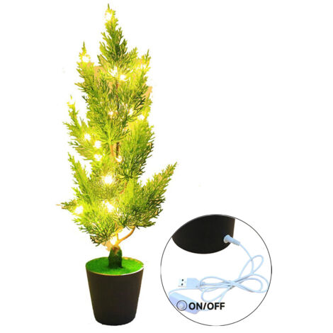 Lampe de Nuit LED Modèle 05 Plante Verte Artificielle Pot Décor Bureau Chambre Lumière Douce USB 3000K Blanc (1/5)
