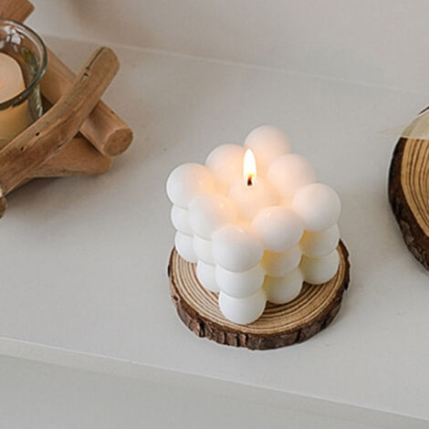 Cube Décoratif Bougie Blanche Parfumée Géométrique Magic Cube Parafine de 170g pour Photo Déco Intérieure Cierge Cube Encensée Éco Longue Durée (1/5)
