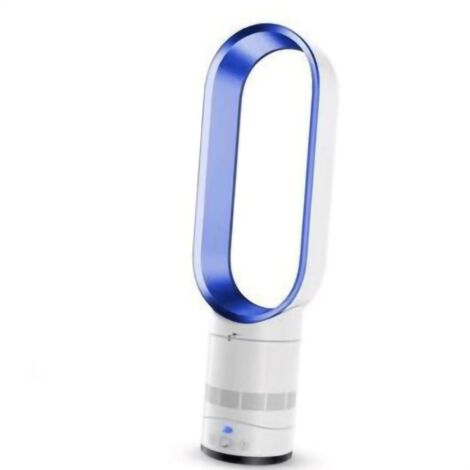 Ventilateur sans Lames Électrique Ultra Silencieux avec Purification d'Air et Contrôle à Distance, Ellipse Ventilateur de Sol pour Maison Dormitory Bleu EU 220V