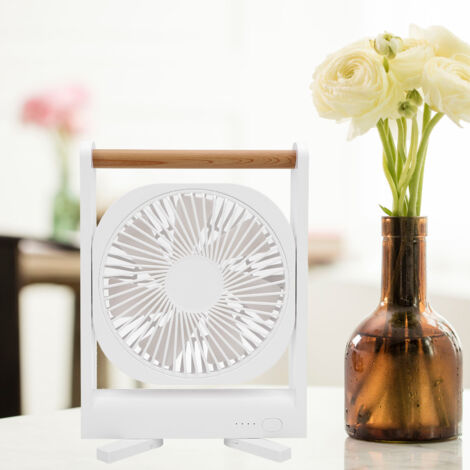 Ventilateur de bureau rechargeable 4 vitesses avec fonction magnétique portable silencieux pour maison bureau voyage blanc (1/5)