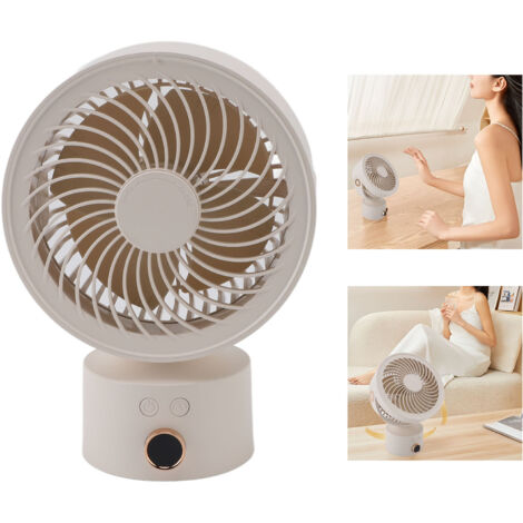 Ventilateur de Bureau Rechargeable Oscillant USB 4000mAh Timer 4H ABS Portable Camping Voyage Maison Bureau Air Circulateur Apricot (1/5)