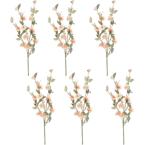 Fleur Artificielle Camellia champagne foncée Tige unique à tête multiple 6pcs Décor salon et table (1/5)