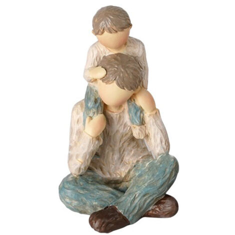 Sculpture Bois Famille - Père et Son Sculptés Ensemble : Figurine en Bois Massif pour Décor Bureau, Cadeau pour Fêtes des Pères et Mères (1/5)