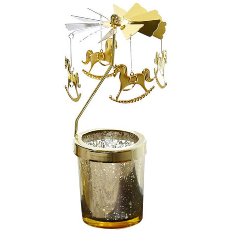 "Chevalet à Bougies Rotatif en Bois et Métal, Prop pour Dîner aux Chandelles, Design Moderne Simple avec Support en Verre" (1/5)