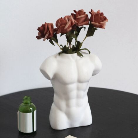Vase vase de homme en céramique 185x162mm noir décor anatomique pour bureau et salon conversation starter original (1/5)