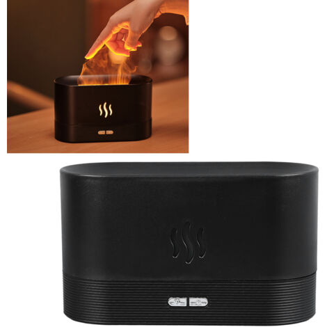Diffuseur d'Huiles Essentielles avec Effet Flamme - Diffuseur Aromatherapy USB Humidificateur Silencieux Noir pour Bureau et Chambre (1/5)