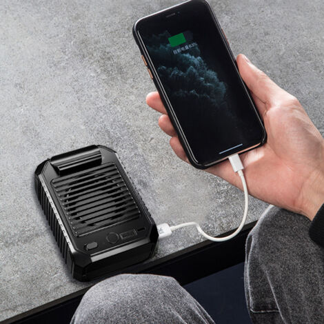 【Belt Fan Ventilateur portable USB】Ventilateur de ceinture rechargeable 10000mAh, 3 vitesses avec clip pour activités (pêche, jardinage, montagne) et support de charge téléphone (1/5)