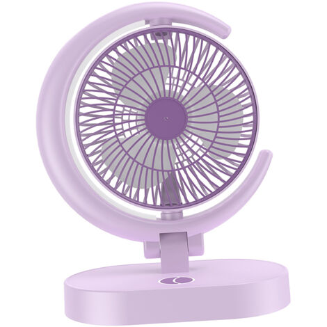Ventilateur de Table USB Rechargeable Silencieux avec Lumière LED, Portable et Multifonction pour Bureau Maison Voyage, Violet, ABS, 650g, Batterie Intégrée (1/5)