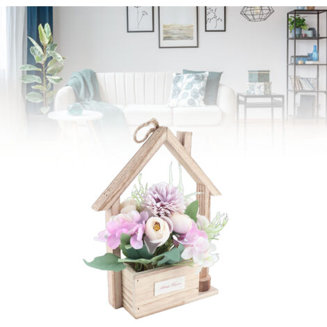 Panier mural décoratif avec fleurs artificieles - Ensemble suspendu unique pour salon et décoration intérieure (1/5)