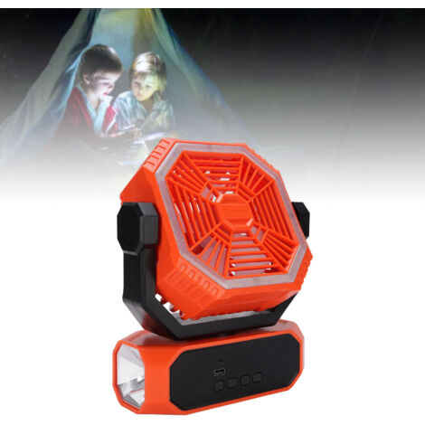 Ventilateur Camping Rotatif 20000mAh Rechargeable avec Contrôle Remote pour Pêche Bureau Camping Picnic - Ventilateur Électrique Portable ABS avec Batterie Li Intégrée, 1325g, Cable USB (1/5)