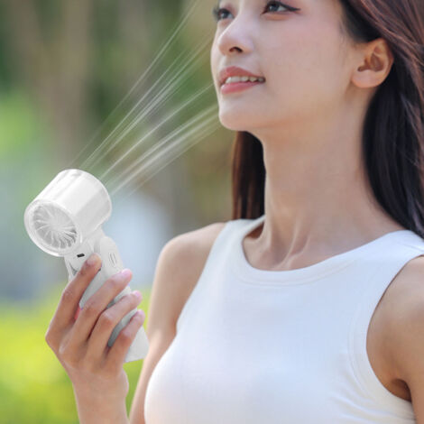 Ventilateur Portable Rechargeable 4000mAh avec Affichage Digital - Mini Ventilateur de Voyage Silencieux et Pliable - Blanc - 58x53x170mm (1/5)