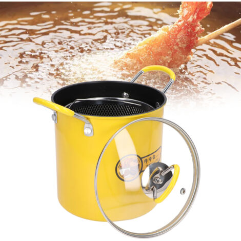 Friteuse Mini de 3L en Acier Inoxydable avec Filtre à Huile et Couvercle - Pot Japonais pour Cuisine Familiale (1/5)