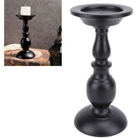 Bougeoir en Métal Classique et Élégant - Bougeoir Cylindrique Retro Noir en Fer pour Tables et Événements, Hauteur 22 cm (1/5)