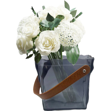 Vase à fleurs design en forme de sac avec anse en ABS plastique durable pour centre de table - vase décoratif purse