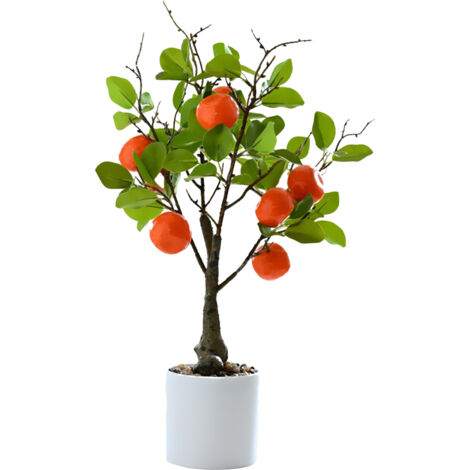 Plante d'intérieur Artificielle Kumquat Bonsai Pot Plastique 1pcs Faux Citronnier Décor Créative (1/5)