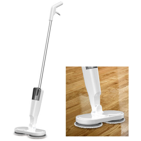 Serpillière électrique rechargeable légère sans fil avec spray pour sols bois, carrelage et marbre blanc - ABS et métal - 112.2 cm avec 4 chiffons (1/5)