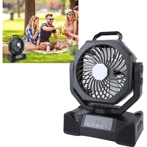 Ventilateur Portable Camping F14 Noir ABS - Ventilateur Rechargeable 20000mAh avec LED et Contrôle Remote pour Pêche (1/5)