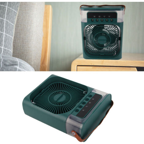 Ventilateur Évaporatif Personnel avec Réservoir 600ml, USB, 7 LED, 3 Vitesses, Déshumidificateur/Humidificateur, ABS - Version Verte (1/5)