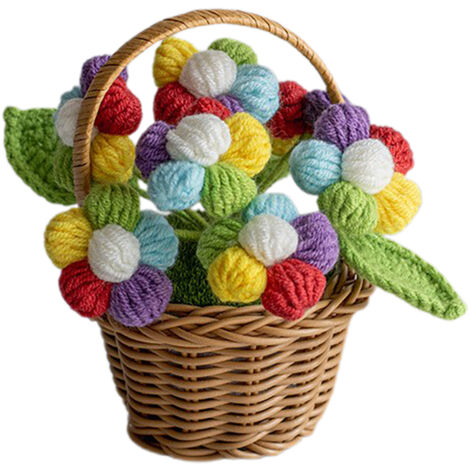 Plante Crochetée Colorée Panier Fleurs Artisanale Décor Bureau Préservées [15cm] Multi-couleurs Kit DIY (1/5)
