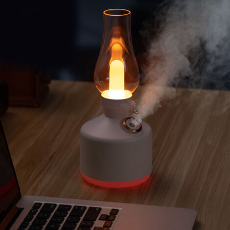 Lampadaire Humidificateur Vintage avec Diffuseur d'Aromathérapie USB Charging Silencieux Dimmable LA 0621 ABS/PET Blanc 280ml (1/5)