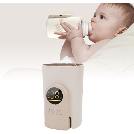 Chauffe-Biberon Portable Rechargeable 8000mAh BabyGo Modèle Voyage PU Leather 67mm Sans Eau Température Constante 24h (1/5)