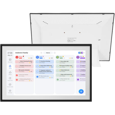 Calendrier Familial Interactif WiFi, Planificateur Murale Électronique 15.6 Pouces avec Écran Tactile HD 1080p pour Contrôle App