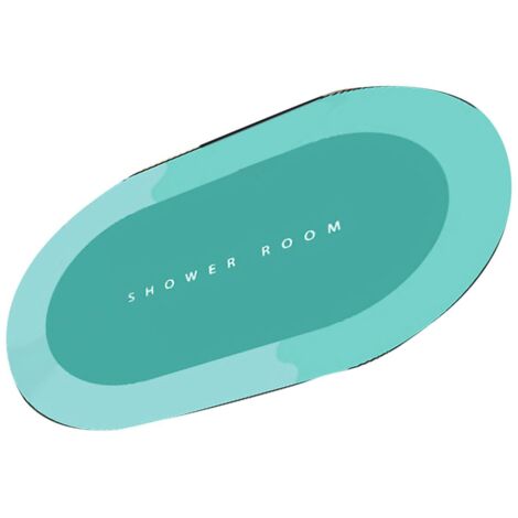 Tapis de Bain Absorbent  [空白]  Tapis Antidérapant Moderne à Séchage Rapide pour Porte d'Entrée  Bleu Ciel Ellipse - 40x60cm  Cristal Velours (1/5)