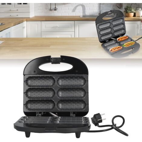 [Machine à Hot-Dogs] - Grille-Pain Double Face 750W avec 6 Cavités pour Famille