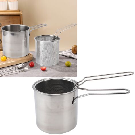 Friteuse avec Panier-Filtre, Pot de Friture en Acier Inoxydable 304, Pot de Friture Profond avec Poignée, pour Frire Fish, Shrimp, Chicken, Fries. (1/5)