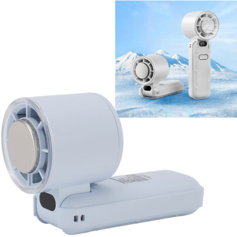 Ventilateur Portable Rechargeable 5 Vitesses avec Affichage Digital et Ice Cooling: Mini Brasseur Silencieux et Léger avec Design Pliable ABS Bleu (1/5)