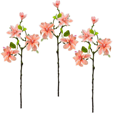 Fleurs artificielles Magnolia Champagne 56cm, 3 pièces pour décoration mariage et maison (1/5)