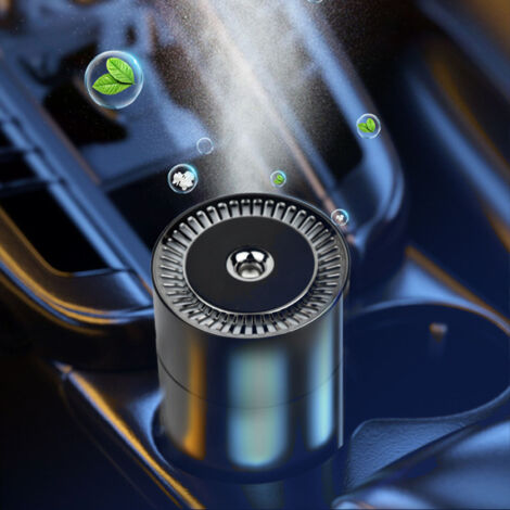Humidificateur automobile USB avec aromathérapie - 3 niveaux - Induction automatique - Portable - Lumière LED colorée - Capacité 260ml - ABS / Zinc - Gris (1/5)